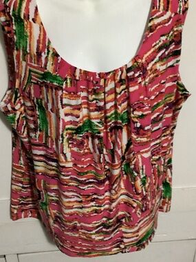 Le Suit Pink Multi-Color Striped Scoop Neck Camisole